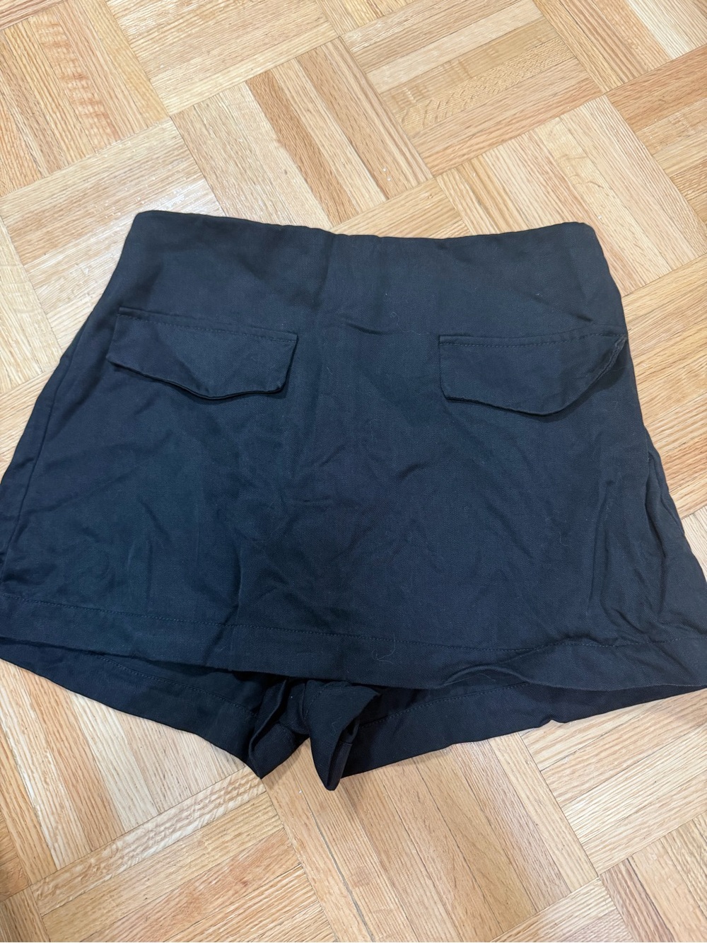 Reformation Black Skort Shorts with Flap Pockets